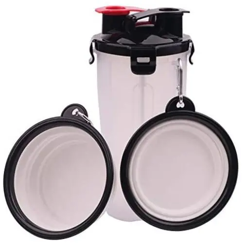 YAKA Dog Travel Water Bottle,Dog Bowls for Traveling Pet Food Container 2-in-1 with 2 Collapsible Dog Bowls for Your Pets Walking and Traveling Portable Drinking Bottle YAKA Dog Travel Water Bottle,Dog Bowls for Traveling Pet Food Container 2-in-1 with 2 Collapsible Dog Bowls for Your Pets Walking and Traveling Portable Drinking Bottle