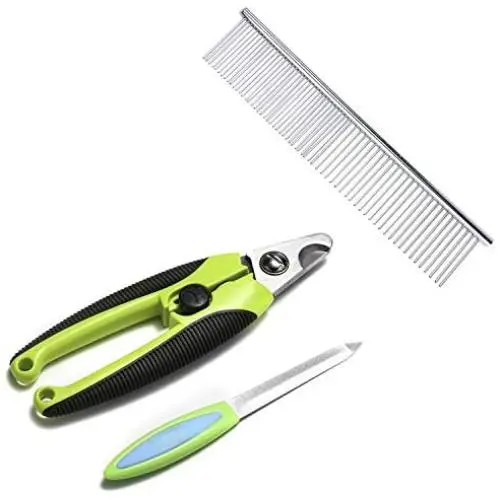 Pettom Pet Steel Grooming Tool Poodle Finishing Butter Comb, 7 1/2-inch L with Pet Nail Clippers Professional Stainless Steel Pettom Pet Steel Grooming Tool Poodle Finishing Butter Comb, 7 1/2-inch L with Pet Nail Clippers Professional Stainless Steel