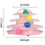 ikjuh Cat Turntable Toys Interactive Round Pet Toys 4 Layers Plastic Ball Rocking Roller for Cats Kitten IQ Training Puzzle Track Tower with Balls (Pink)