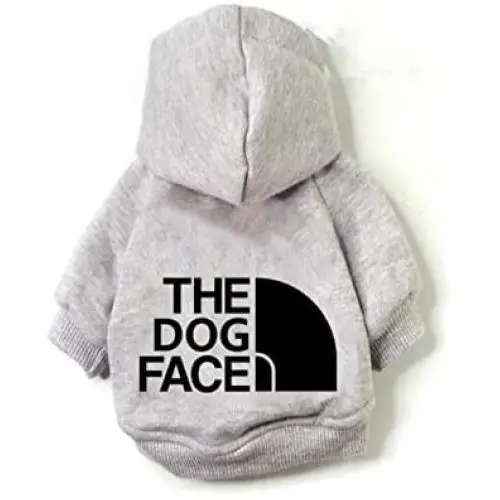 Dog Face Hoodie Warm Sweatshirt Sweater Fleece for Chilly Small Miniature Dog Puppy (Medium (15'' Chest, Back 10'',4-6lbs, Grey)