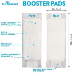 Paw Inspired 30ct Dog Diaper Pads | Disposable Diaper Liners | Booster Pad Inserts fit Most Dog Diapers and Belly Bands | Adds Absorbency, Stops Leaks