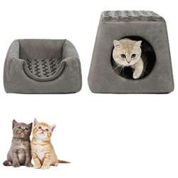 Cat Bed for Indoor Cats, Pet Tent Cave Bed for Cats, Cat Cave Bed for Indoor, Cat Beds for Indoor Cats Small Dogs with Removable Washable Cushion Pillow Soft Anti-Slip Water-Resistant Bottom (Gray)