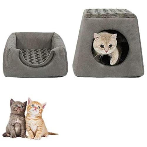 Cat Bed for Indoor Cats, Pet Tent Cave Bed for Cats, Cat Cave Bed for Indoor, Cat Beds for Indoor Cats Small Dogs with Removable Washable Cushion Pillow Soft Anti-Slip Water-Resistant Bottom (Gray)