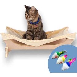 Toby + Atheni Cat Hammock - Perfect Cat Bed & Furniture, Perch for Indoor Cats or Small to Medium Cat and Dog Hammock Bed - Bonus Mouse