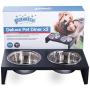 PAWISE Elevated Pet Feeder, Raised Dog Feeder Stainless Steel Bowl with Wooden Frame