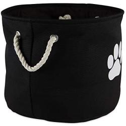 Bone Dry Pet Storage Collection Collapsible Bin, Small Round, Black