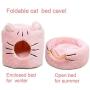 N/PP Cat Beds Cave for Indoor Cats 2 in 1 Foldable Pink/Grey Self Warming Kitten Pet Bed Washable