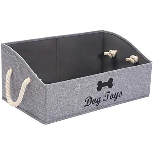 Geyecete Large Dog Toys Storage Bins-Foldable Fabric Trapezoid Organizer Boxes with Cotton Rope Handle,Collapsible Basket for Shelves,Dog Apparel