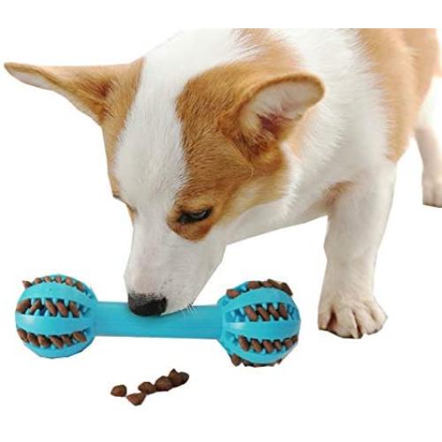 Gbrand Dog Chew Toy Ball, Interactive Dog Teeth Cleaning Toothbrush Stick Bite Resistant Dog Toys, Food Dispensing Ball, for Small Medium and Large Dogs, 19x6cm, Blue