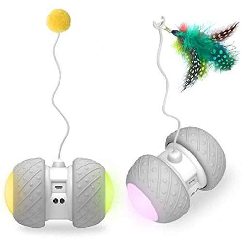 Electronic Pet Cat Toy Smart Automatic Sensing Obstacles Led Wheel Rechargeable Flash Rolling Colorful Light Electric Cat Stick