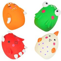 Squeaky Pet Dogs Toy with Cute Face Interactive Fetch Play Chewing Sound Squeak Rubber Latex Toy for Puppy Small Dogs 4Pcs