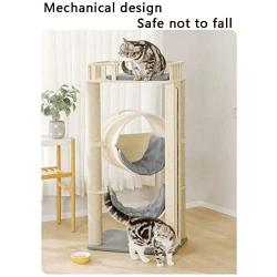 Cat Tower, Wooden Cat Condo, 3 Level Kitten Cat Tree, with Scratching Board & Post, Arched Pet Bed, Cozy Mat, Pet Furniture with Platform