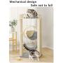 Cat Tower, Wooden Cat Condo, 3 Level Kitten Cat Tree, with Scratching Board & Post, Arched Pet Bed, Cozy Mat, Pet Furniture with Platform