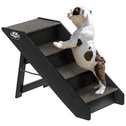 PETMAKER Folding Pet Stairs-Carpeted Foldable Durable Wood Steps-Compact Collection