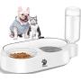 TOOOGO 2 in 1 Automatic Gravity Water Bowl & Food Bowl Set, Detachable No-Spill Pet Water Dispenser Bottle and Glass Feeder Bowl for Small or Medium Size Dogs Cats-Upgrade