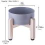 LIONWEI LIONWELI Ceramic Elevated Raised Cat Bowl with Wood Stand No Spill Pet Food Water Feeder Cats Small Dogs