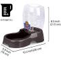 Flexzion Pet Water Dispenser Station, Black (3/8 Gallon) Auto Replenish Gravity Waterer Drinking Fountain Bottle Bowl Dish Portable Stand for Small Dog Cat Animal