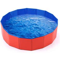 mcgrady1xm Collapsible Pet Dog Bath Pool, Kiddie Pool Hard Plastic Foldable Bathing Tub PVC Outdoor Pools for Dogs Cat Kid