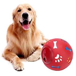 Li-HIM Pet Food Ball, Slow Feed IQ Sport Food Dispensing Dog Toy Adjustable Opening Balls Feeder Toy for Small Medium Large Dogs,Red