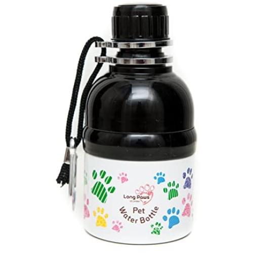 Long Paws Pet Water Bottle, 250 ml, Colourful Paws design, Small, Lick n Flow Dog Bottle