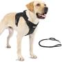 BLEP Tactical Dog Harness with Leash – Military Grade Nylon Dog Harness for Large Dogs – Tactical Vest with Comfortable Extended Pads – Metal Leash Attachment Points – Hook and Loop Panel