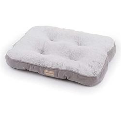 PoochPlanet LuxeSpot Crate Mat, Dog Bed, Cozy, Cushioned, Durable Plush, Soft, Tufted, Thick, 2-Tone Gray, Small (25x19)