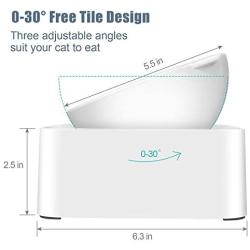 UPSKY Peto Cat Dog Bowl Raised Cat Food Water Bowl with Detachable Elevated Stand Pet Feeder Bowl No-Spill, 0-30°Adjustable Tilted Pet Bowl Stress-Free Suit for Cat Dog (White)