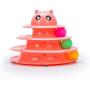 Vealind Pet Interactive Fun Roller Exerciser 3 Level Tower of Tracks Cat Teaser Ball Toy(Pink)