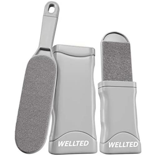 WELLTED 2021 Updated Pet Hair Remover Brush - Lint Brush - Fur Remover - Fur & Lint Removal - Dog & Cat Hair Remover - Double-Sided Brush with Self-Cleaning Base - for Furniture Clothing Car Seat