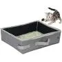 Portable Cat Travel Litter Box with Lid, Collapsible Car Cat Litter Box Waterproof and Easy to Clean