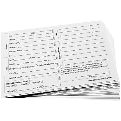 Dog Grooming Cards (100 Pack 8 X 5 inch) Groomer Client Profile Service Record Clip Card for Professional Pet and Cat Groomers, Kennel Care Dog Grooming Cards (100 Pack 8 X 5 inch) Groomer Client Profile Service Record Clip Card for Professional Pet and Cat Groomers, Kennel Care