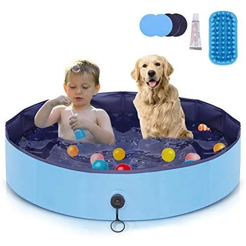 AIIYME Dog Pool, Pet Dog Pool Dog Swimming Pool, Plastic Kiddie Pool Foldable Pet Bathtub Large Pet Pool Portable Pool for Dogs, Cats and Kids Indoor & Outdoor（47’’ x 11.8’’/120 x 30 cm）