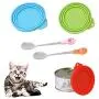 SENHAI 3 Pcs Silicone Pet Can Covers & 2 Pcs Pet Spoons, Canned Food Lid and Spoon for Dog and Cat, One Meet Three Sizes - Red Green, Light Blue SENHAI 3 Pcs Silicone Pet Can Covers & 2 Pcs Pet Spoons, Canned Food Lid and Spoon for Dog and Cat, One Meet Three Sizes - Red Green, Light Blue