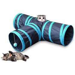 Hellopet Cat Tunnels for Indoor Cats Collapsible Cat Tunel 3 Ways Interactive Pet Toys for Cats Kittens Rabbits