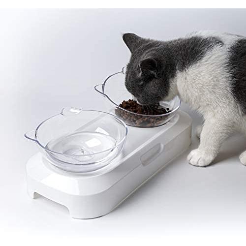 GAPZER Elevated Cat Dog Bowls Food Grade Material 0/15° Tilted Pet Food Water Bowls with Anti Slip Raised Stand Detachable Orthopedic Pet Feeder No-Spill Anti-Overturn