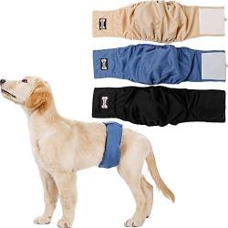 LOVABLEU Male Dog Belly Band Wraps Large Washable Diapers 3 PCS Premium Heat Nappy Pants