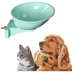 Lock Cage Bowl for Dogs, Cats, Birds and Rabbits, Ergonomic, Easy to Clean, Quick Secure Installation, Keep Floor Free and Clean from Food and Water, Must have for Pet Kennels, Teal Color, 1 pc