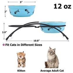 Y YHY Cat Food Dishes, Raised Cat Bowls Ceramic, Elevated Cat Bowls for Food and Water, Pet Bowls for Cats and Dogs, Anti Vomiting, Whisker Fatigue, Dishwasher Safe, 12 Ounces
