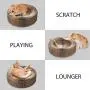 eecoo Cat Cardboard Scratcher,Round Cardboard Cat Bed Collapsible Cat Cardboard Lounge Bed with Toy Bell Ball and Catnip 3-in-1 Functional Corrugated eecoo Cat Cardboard Scratcher,Round Cardboard Cat Bed Collapsible Cat Cardboard Lounge Bed with Toy Bell Ball and Catnip 3-in-1 Functional Corrugated