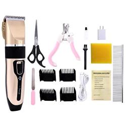 N/C Dog Hair Clipper Low Noise Pet Hair Clipper Rechargeable Dog Trimmer Cordless Pet Grooming Tool Professional Dog Hair Trimmer Comb Scissors Manicure Kit Cats and Other Hair Animals