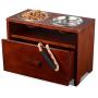 Elevated Dog Bowl Raised Pet Feeder Stand Upgraded Wooden Dog Feeding Station with Storage Drawer for Medium LargePets with 2 Stainless Bowls and Waterproof Pad (Need Assemble)