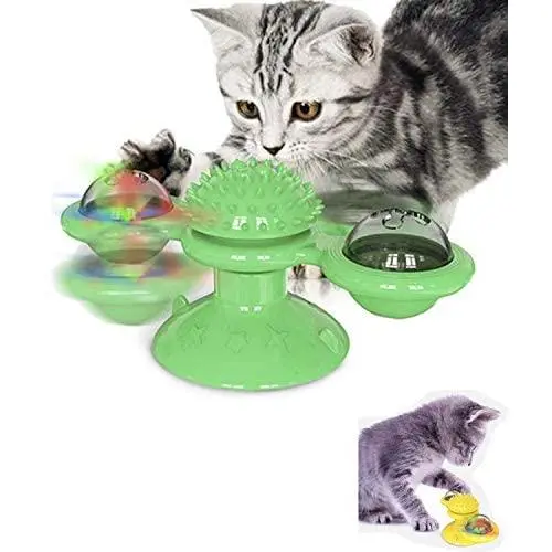 YATG PET Interactive Cat Toy, Windmill Turntable Cat Toy with Catnip and Glow Ball Safe and Fun Kitten Toy, can be rotated, massaged, Tickled YATG PET Interactive Cat Toy, Windmill Turntable Cat Toy with Catnip and Glow Ball Safe and Fun Kitten Toy, can be rotated, massaged, Tickled