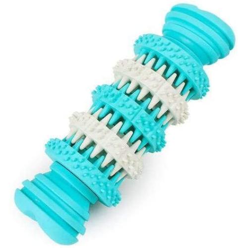 Dog Molar Stick Toys Can Put Snacks Rubber Gear Rotation Chew Stuffs Leakage Food Teeth Cleaning Stick (Light Blue)