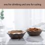 Jemirry Basic Cat Food Bowl, Wide Cat Dish, Ceramic Cat Food Bowl for Relief of Whisker Fatigue, Pet Food & Water Bowls Set of 2