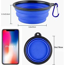 Collapsible Dog Bowls for Travel - Foldable Portable Pet Water Food Bowl Feeding Watering Cup Dish with Waste Bag Dispenser Lightweight for Walking Camping Parking Traveling