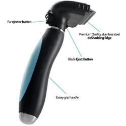 BOSHEL Dog Grooming Deshedding Tool Reduces Shedding by up to 93% - Ergonomic Easy-Clean Button Easily Removes Gathered Fur from The Brush - Non-Slip Handle