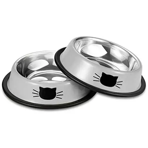 Comsmart Stainless Steel Pet Cat Bowl Kitten Puppy Dish Bowl with Cute Cats Painted Non-Skid for Small Dogs Cats Animals (2 Pack) Comsmart Stainless Steel Pet Cat Bowl Kitten Puppy Dish Bowl with Cute Cats Painted Non-Skid for Small Dogs Cats Animals (2 Pack)