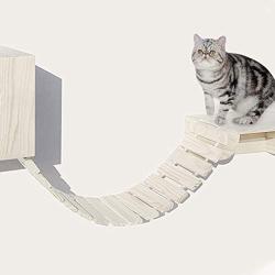 La La Pet Wood Cat Bridge Ladder Cat Perch Cat Lounge Hammock Mod Cat Shelf Board Cat Climber Tree Tower Cat Condo Kitty Activity Furniture