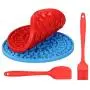 HOISTAC Dog Lick Mat Set For Bathing Grooming And Training,Dog Slow Feeder With 37 Powerful Suction Cups,Lick Pad For Dog Contains Silicone Spatula And Brush, Bathing Buddy For Dogs,2pcs, Blue And Red HOISTAC Dog Lick Mat Set For Bathing Grooming And Training,Dog Slow Feeder With 37 Powerful Suction Cups,Lick Pad For Dog Contains Silicone Spatula And Brush, Bathing Buddy For Dogs,2pcs, Blue And Red