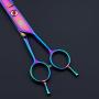 Dream Reach 9'' Twin Tail Professional Pet Dog Two-way Cutting or Curved Scissors,Made of High-end 9CR Stainless Steel (Rainbow) (A-9 inch-Rainbow)
